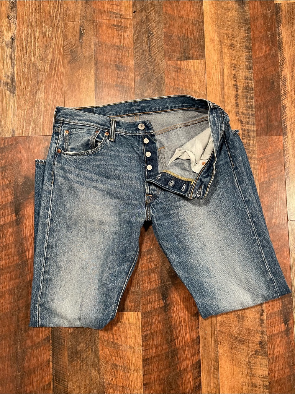 Levi's 501s Faded Blue Slim Straight Jeans